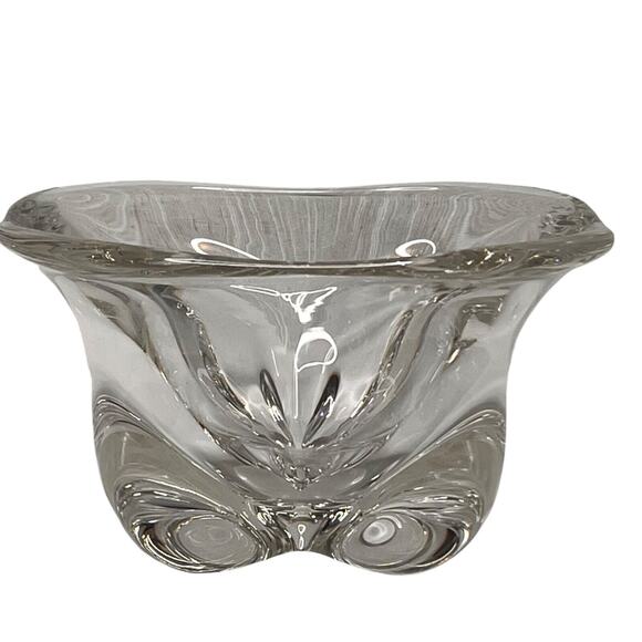 Vintage MCM Swedish Style Crystal Candy Dish Bowl Classic Cross Foot Design - Picture 3 of 12